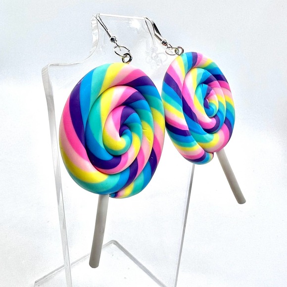Large Lollipop Earrings - Oversized Earrings - Statement Earrings - Candy Earrin - Picture 2 of 8